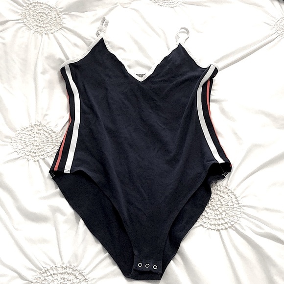 PINK Victoria's Secret Tops - VS PINK NAVY STRIPE BODY SUIT